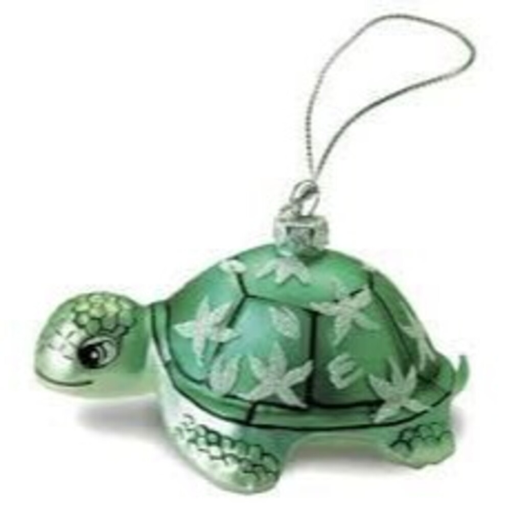 Hawaiian Inspired Hand-Blown Glass Honu Sea Green Turtle Christmas Tree Ornament